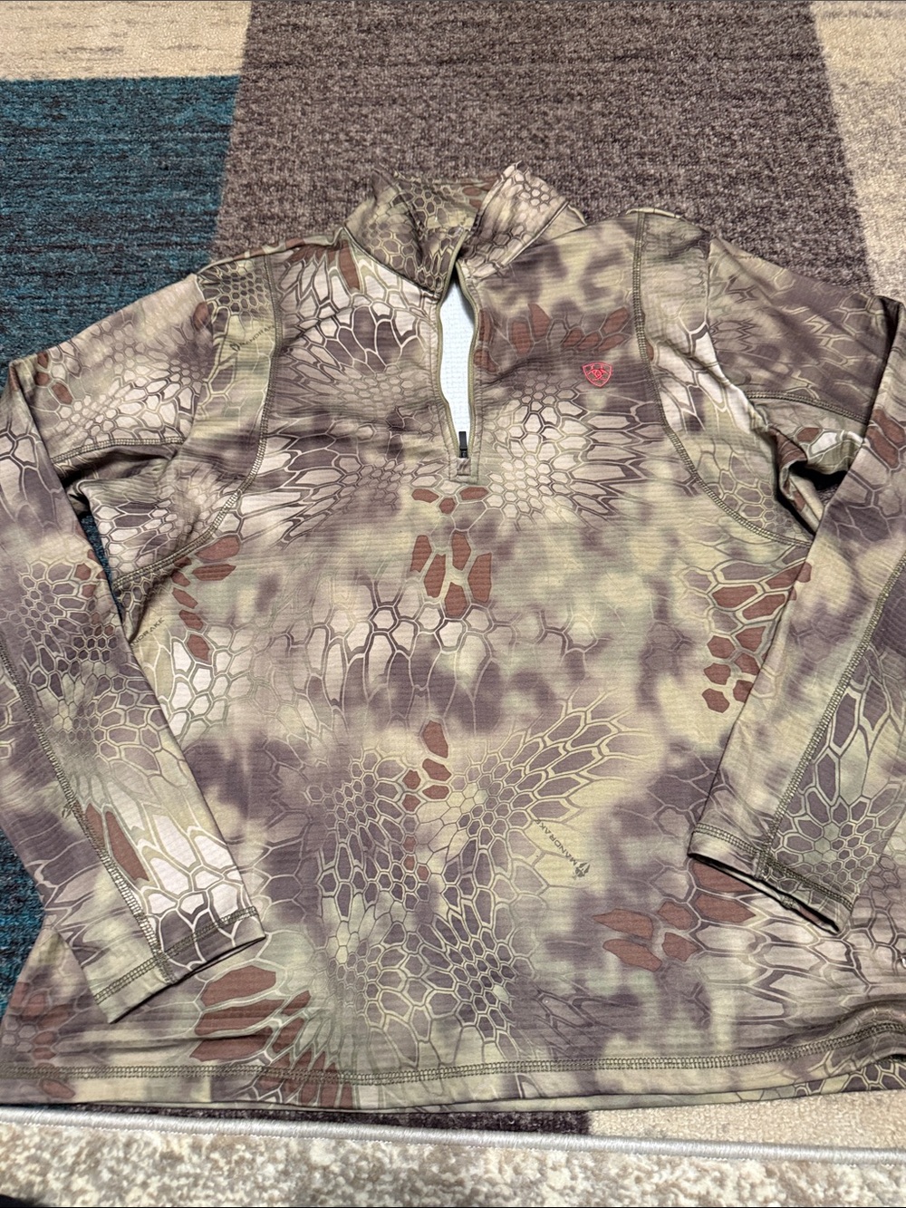 Ariat Men's Camouflage Zip-Up Pullover - Brown & Green
